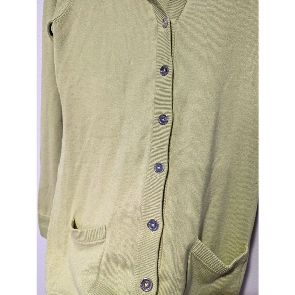 Per Se Silk Green Button Down Cardigan Long Sleeve Sweater - Picture 3 of 4